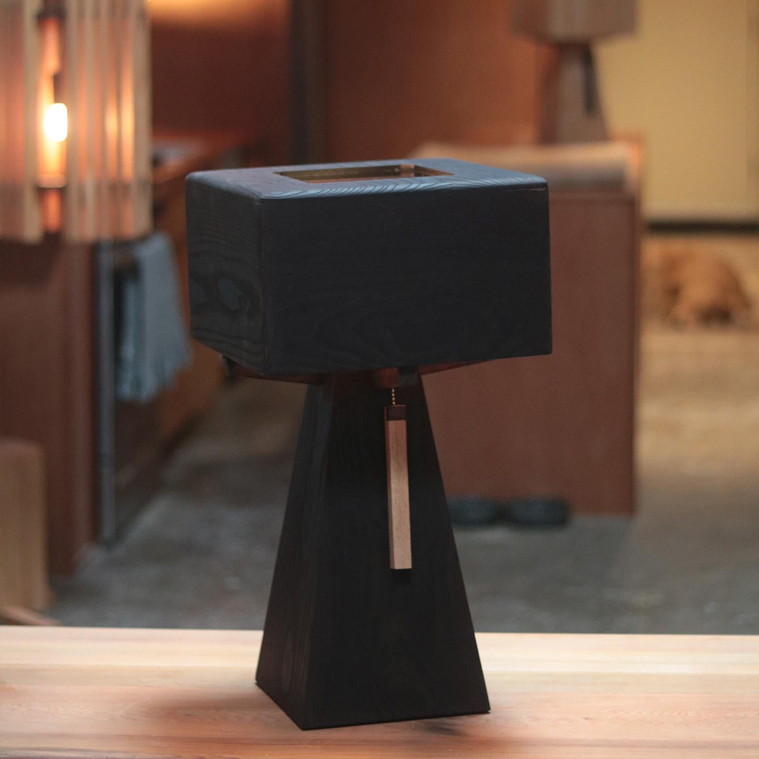 Canadian Marici Table Lamp In Roasted Ash Dark Brown Wood For Sale