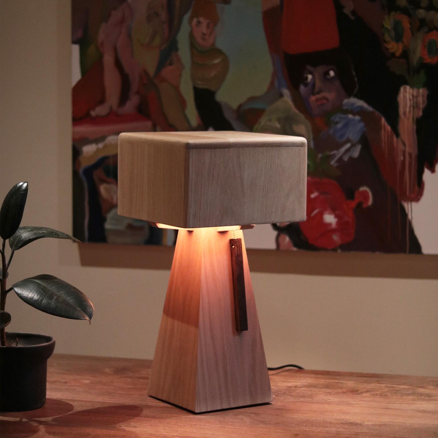 Canadian Marici Table Lamp Solid Oak For Sale