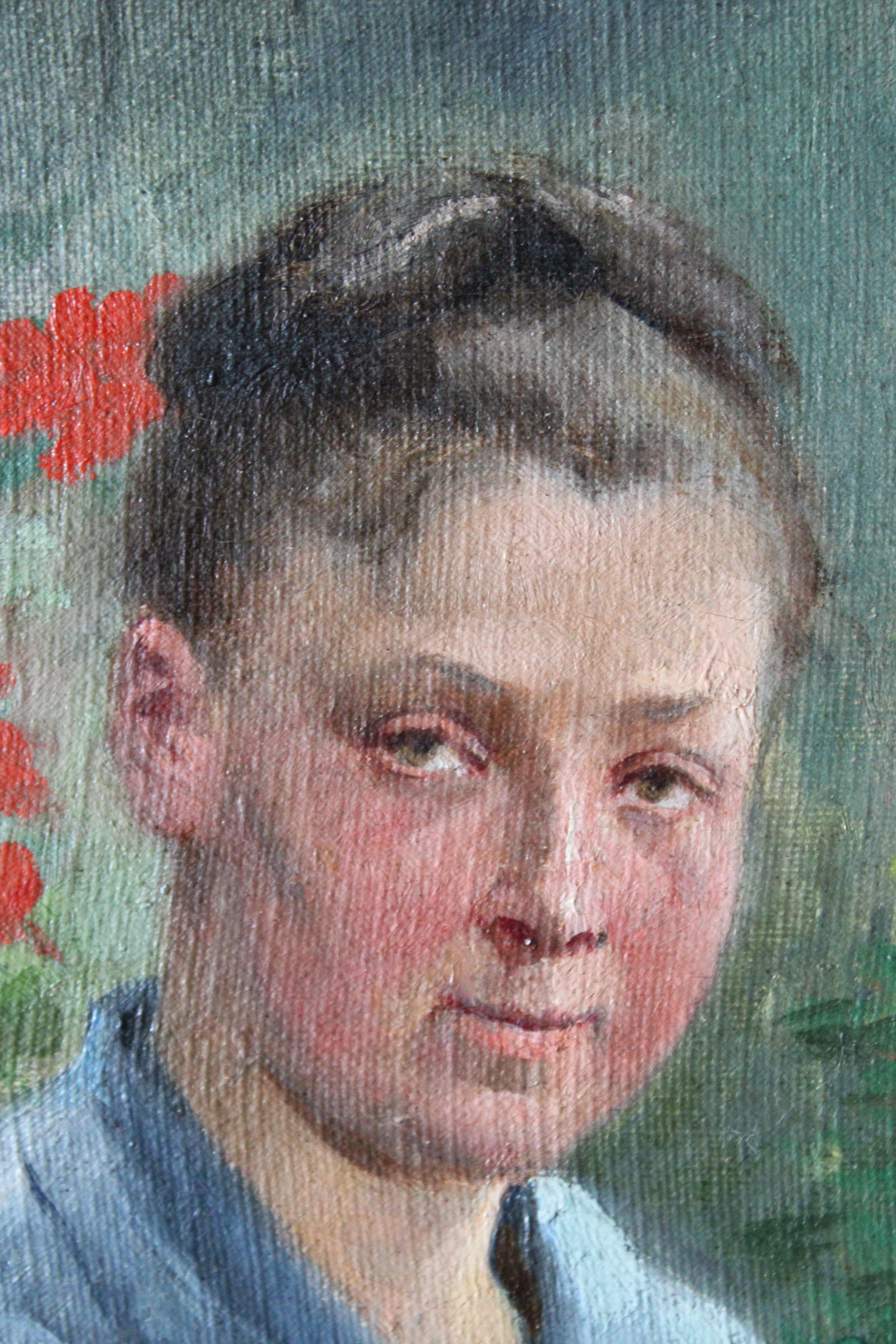 Retrato antiguo de una mujer pelando patatas, pintura figurativa francesa 4