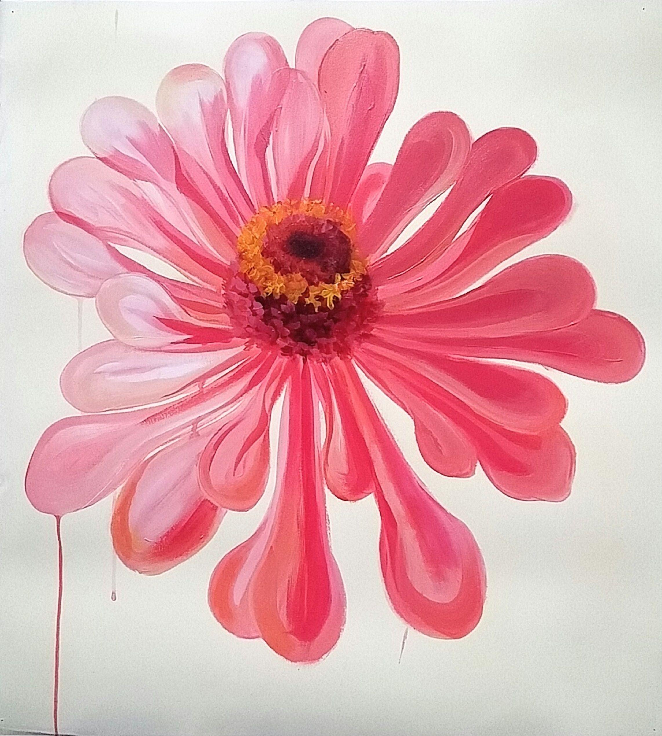 Grande fiore di zinnia rosa, Pittura, Acrilico su carta - Painting Altro stile artistico di Marie Alsbrooks