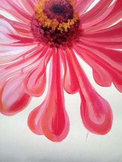 Grande fiore di zinnia rosa, Pittura, Acrilico su carta