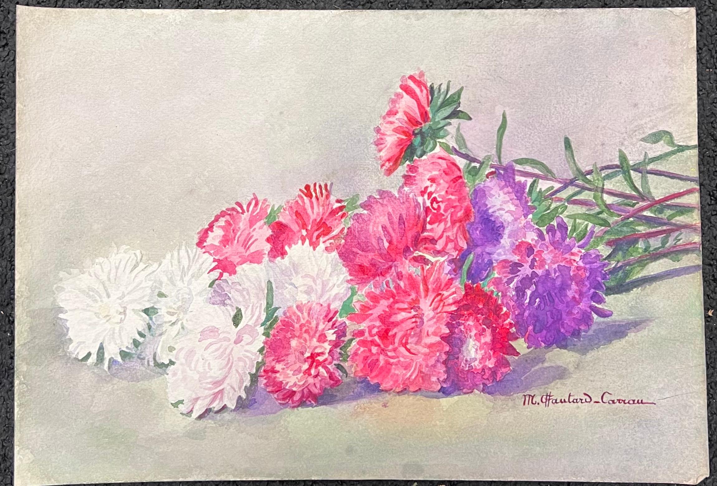 Acquerello floreale impressionista francese dei primi del '900 firmato da Marie Carreau - Art di Marie-Amelie Chautard-Carreau