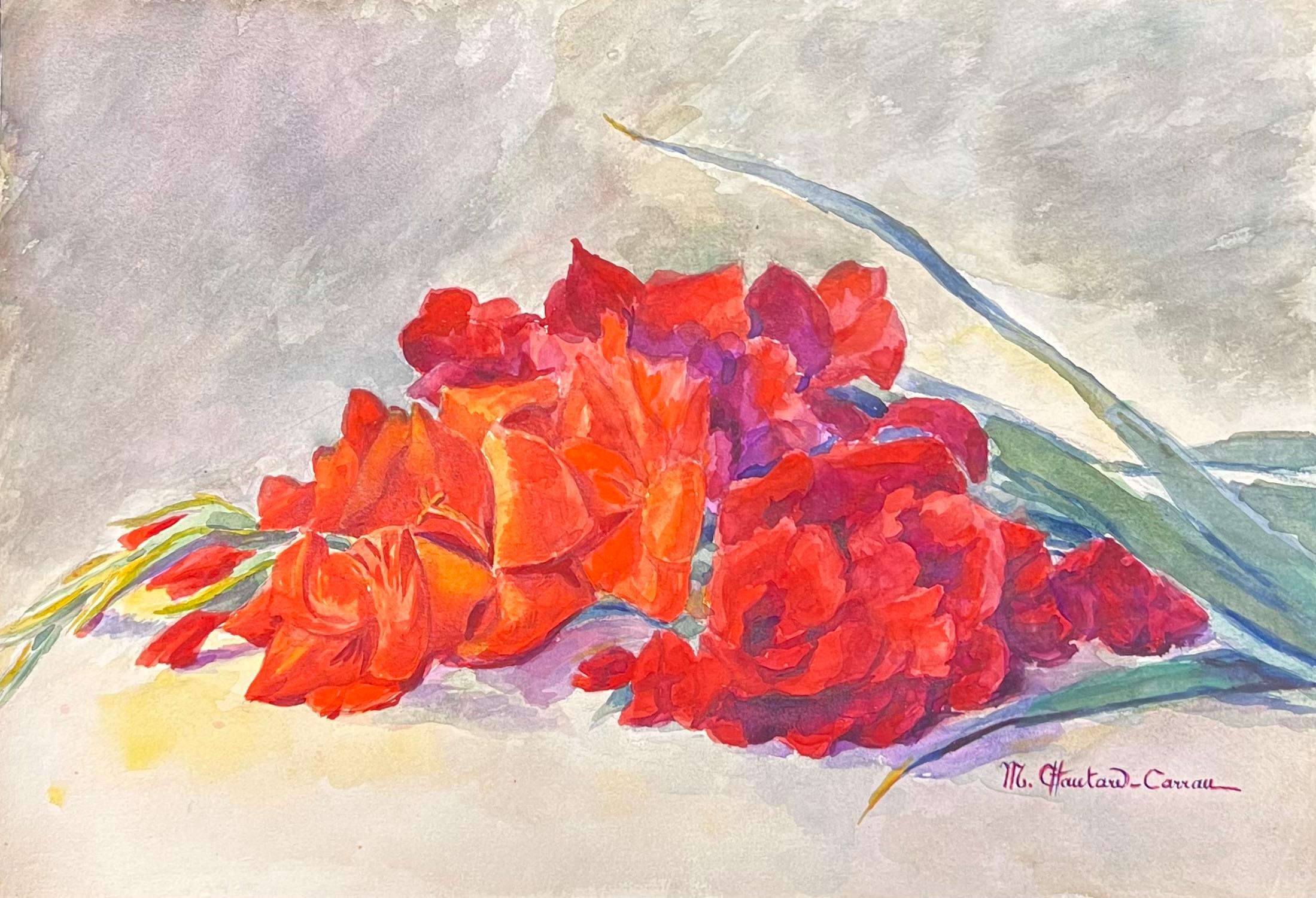 Acquerello floreale impressionista francese dei primi del '900 firmato da Marie Carreau - Painting Impressionismo di Marie-Amelie Chautard-Carreau