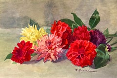 Marie-Amelie Chautard-Carreau - Early 1900
s French Impressionist Signed Flower Watercolour by Marie Carreau Early 1900
s French Impressionist Signed Flower Watercolour by Marie Carreau