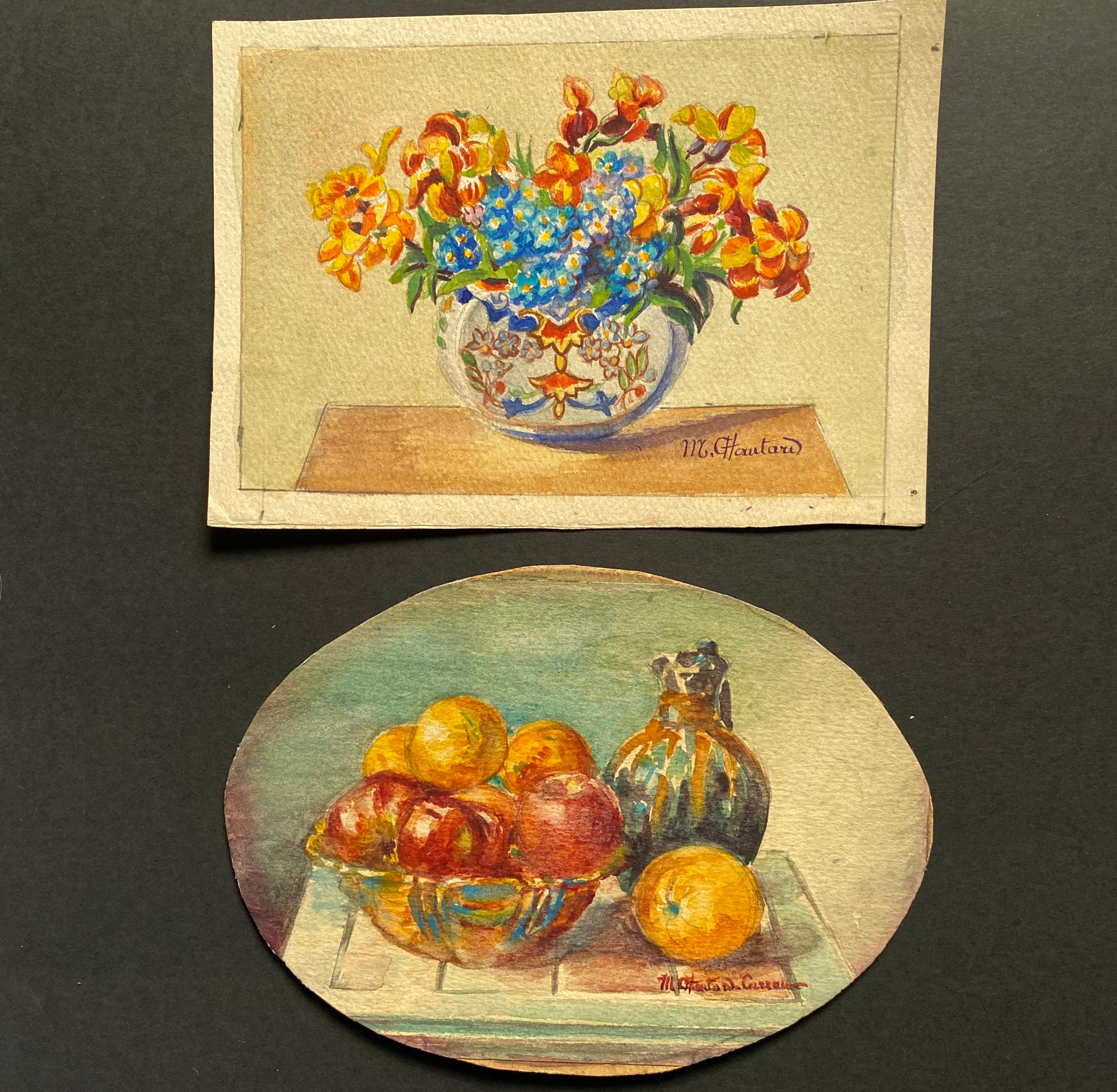 Marie-Amelie Chautard-Carreau Still-Life – Französischer Impressionist, signierte Blumen-Aquarelle, frühe 1900er Jahre  Marie Carreau