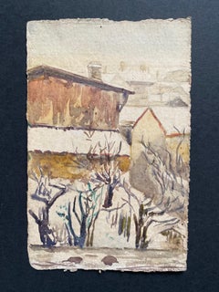 Early 1900's French Impressionist Signed Landscape Watercolours Marie Carreau