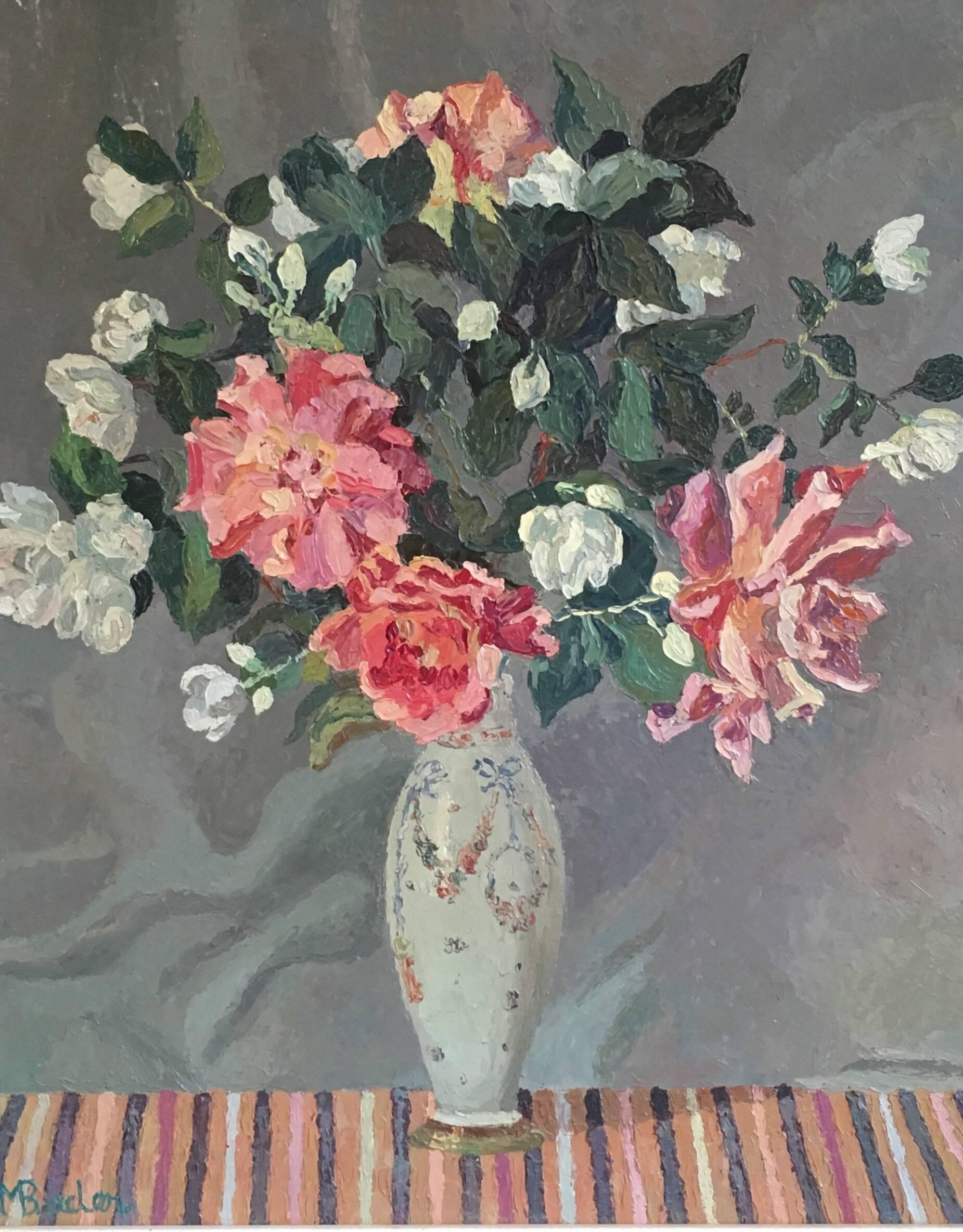 Marie-Anna Bader Still-Life Painting - 'Fleurs' French Bouquet, Impressionist Oil Painting, Signed 