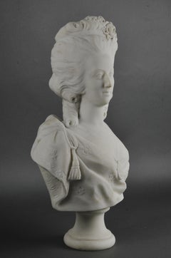 Buste Marie-Antoinette en marbre de Carrare d'après Jean-Antoine Houdon
