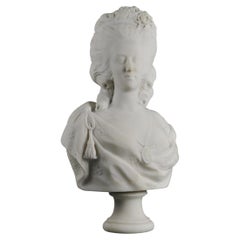 Buste de Marie-antoinette en marbre de Carrare d'après Jean-antoine Houdon