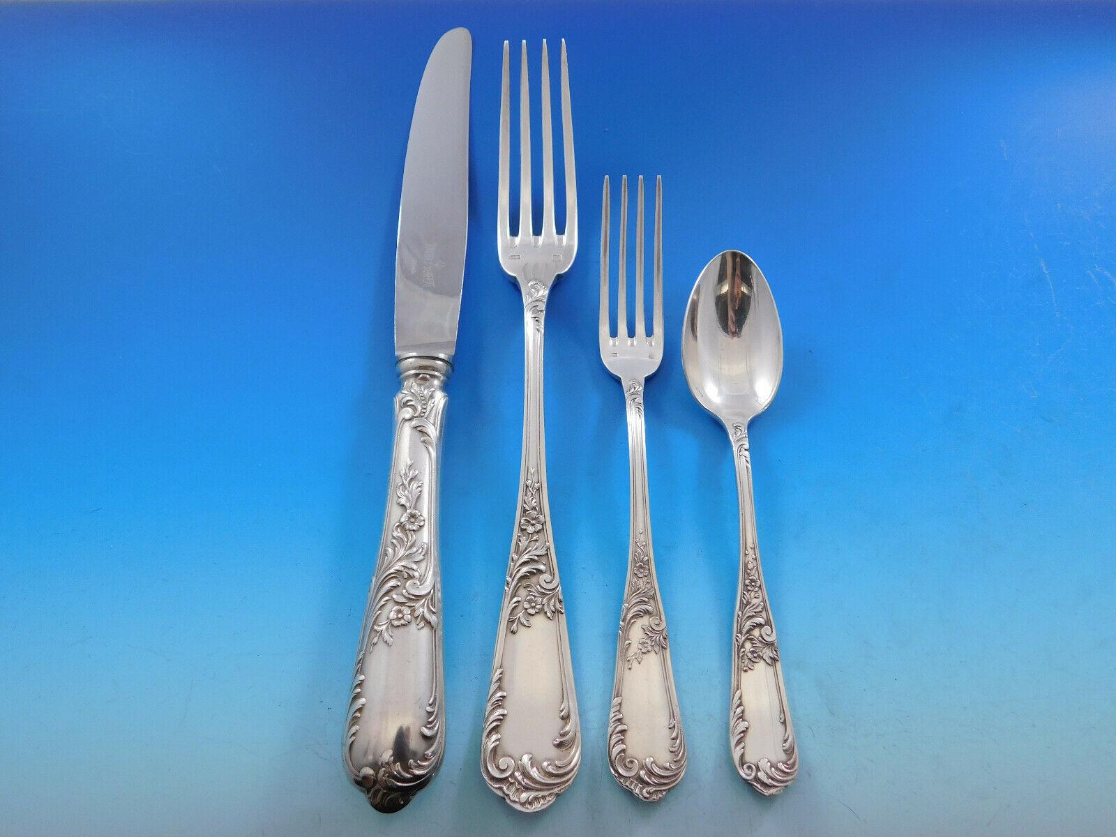 Marie Antoinette by D'enfert French Silverplate Flatware Silverware Service Set In Excellent Condition For Sale In Big Bend, WI