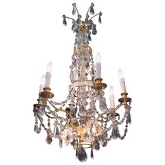 Marie Antoinette Chandelier, 6 Arms of Lights and 3 Indirect Lights, Gilt Bronze