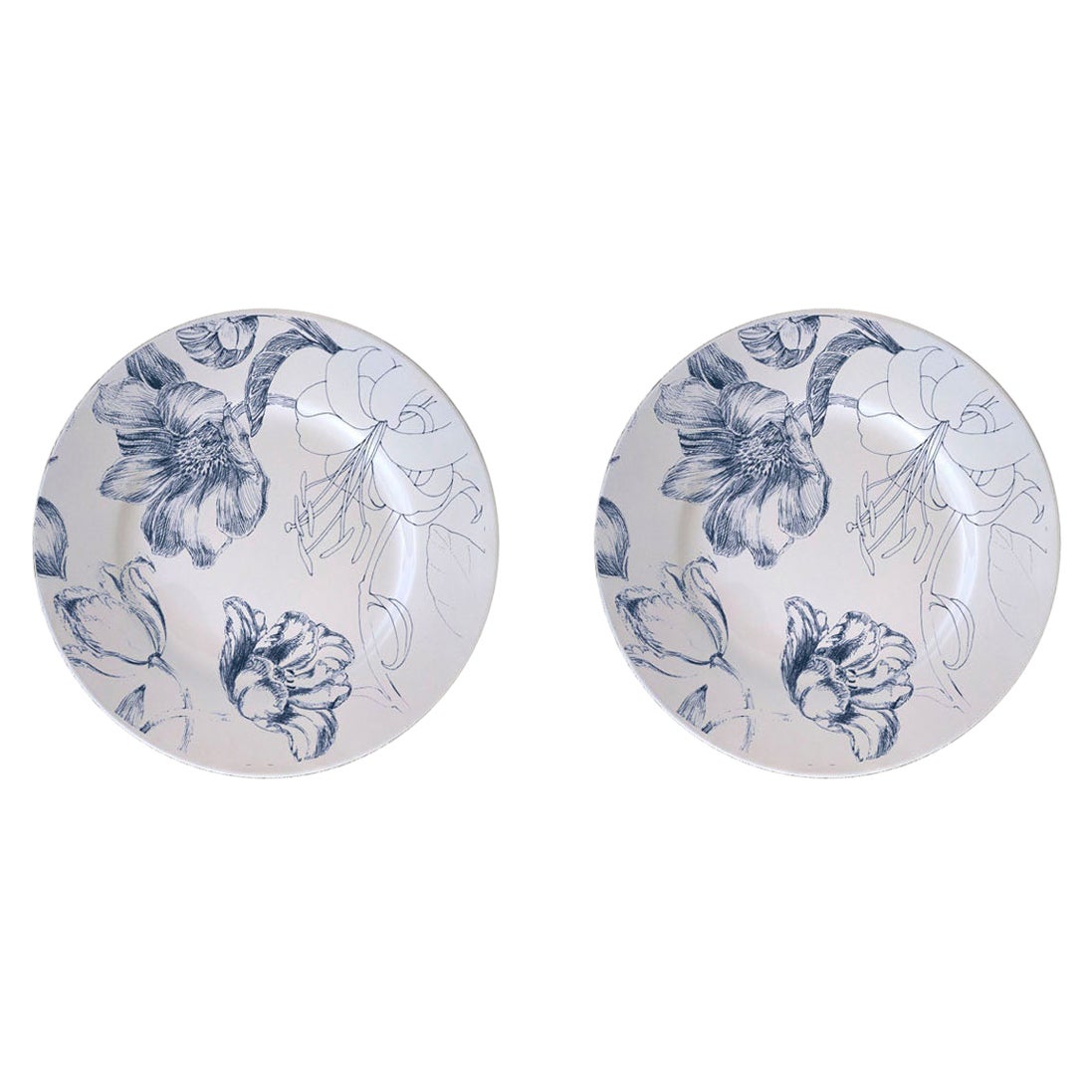 Marie-Antoinette, ensemble d'assiettes à pain en porcelaine contemporaine à motifs floraux