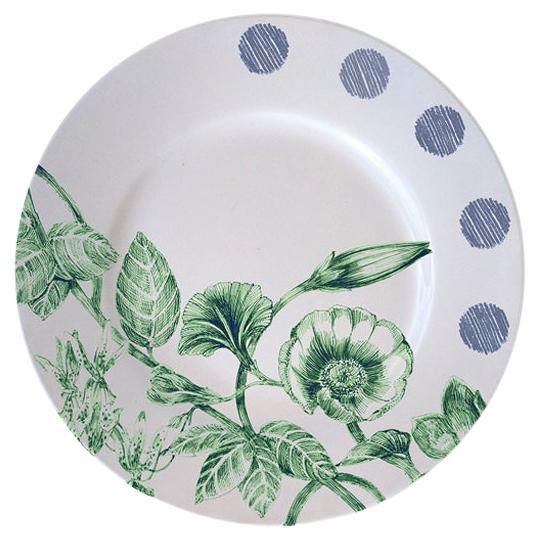 Marie Antoinette, Contemporary Porcelain Dessert Plate with Floral Design For Sale