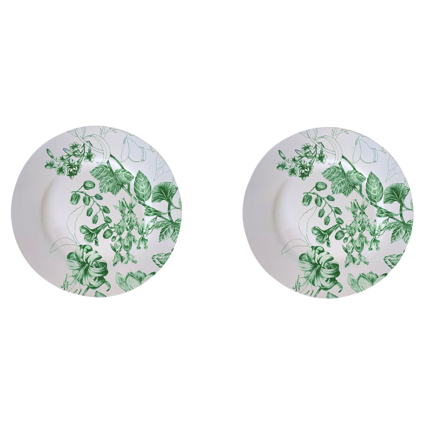 Marie-Antoinette, ensemble d'assiettes plates en porcelaine contemporaine à motifs floraux