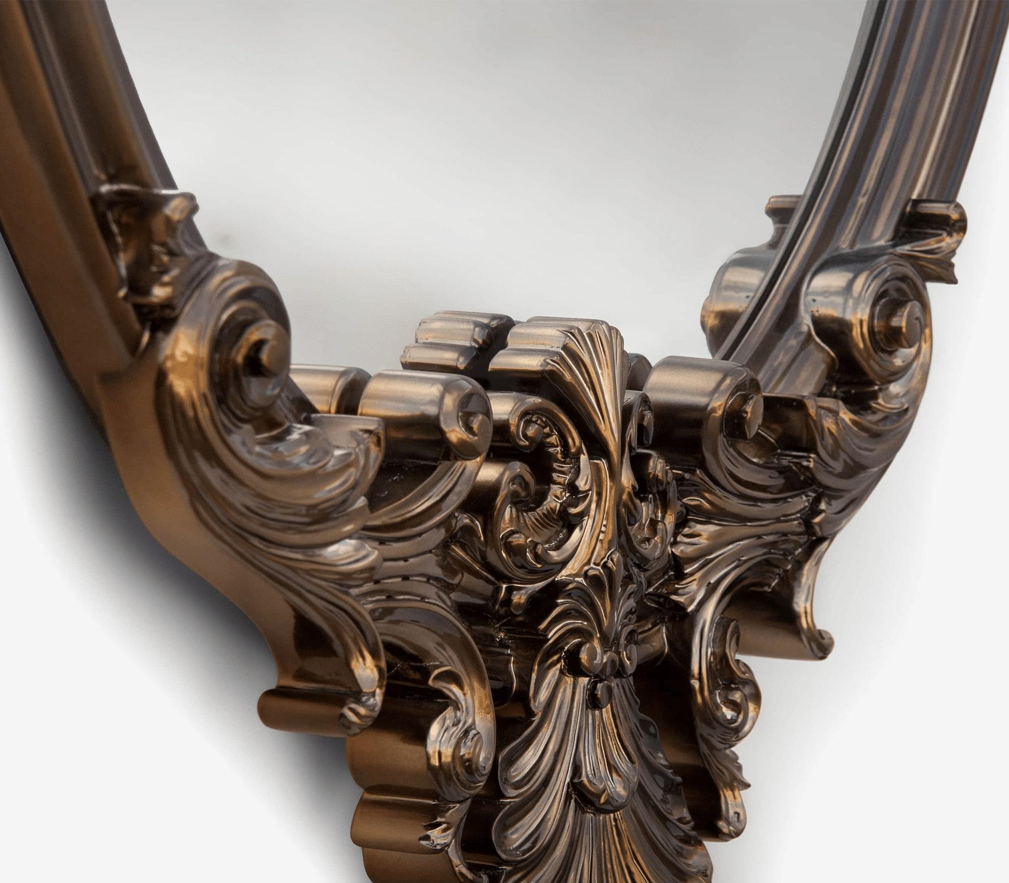 A mirror will always be an object that evokes supreme beauty with an inexplicable mystical appreciation. The Marie Antoinette mirror represents an attitude and the characteristics of a critical “époque” that shaped French history. Inspired by the