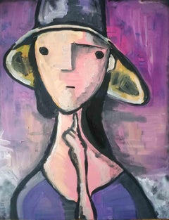 Woman with Hat - Original Painting by Federico Bramati- 2021