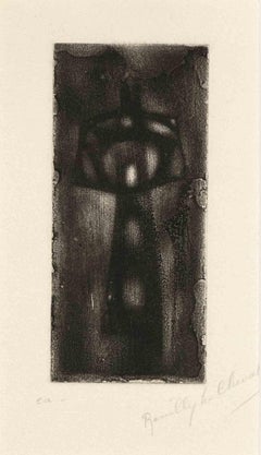 Figure - Gravure originale de M.-A. Rouilly Le Chevallier - milieu du 20e siècle 