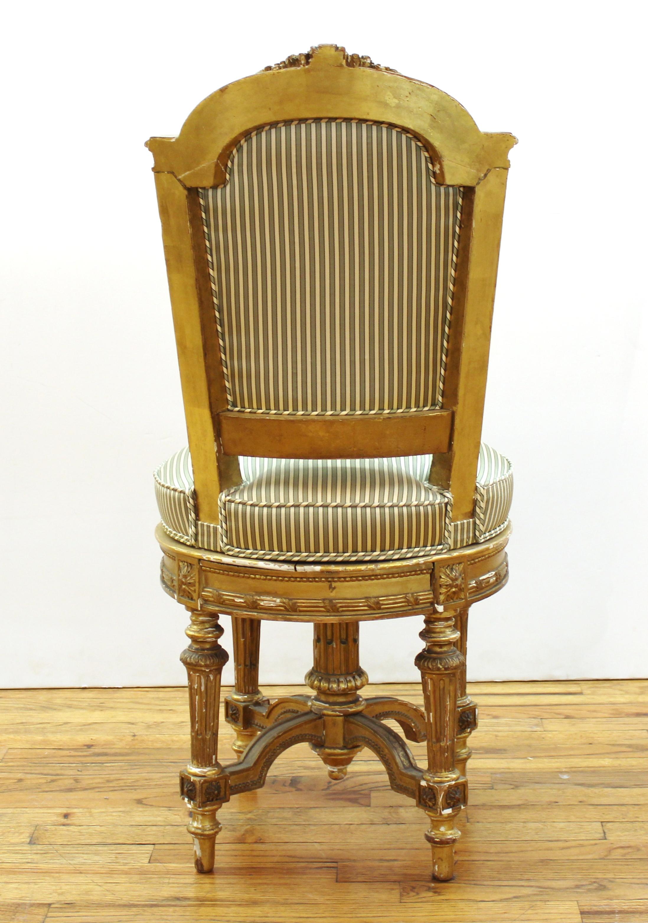 Upholstery Marie-Antoinette Style Giltwood Boudoir Chair