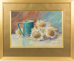 Art Deco Thistles Still Life Watercolor Painting by Marie Benoit-Levy