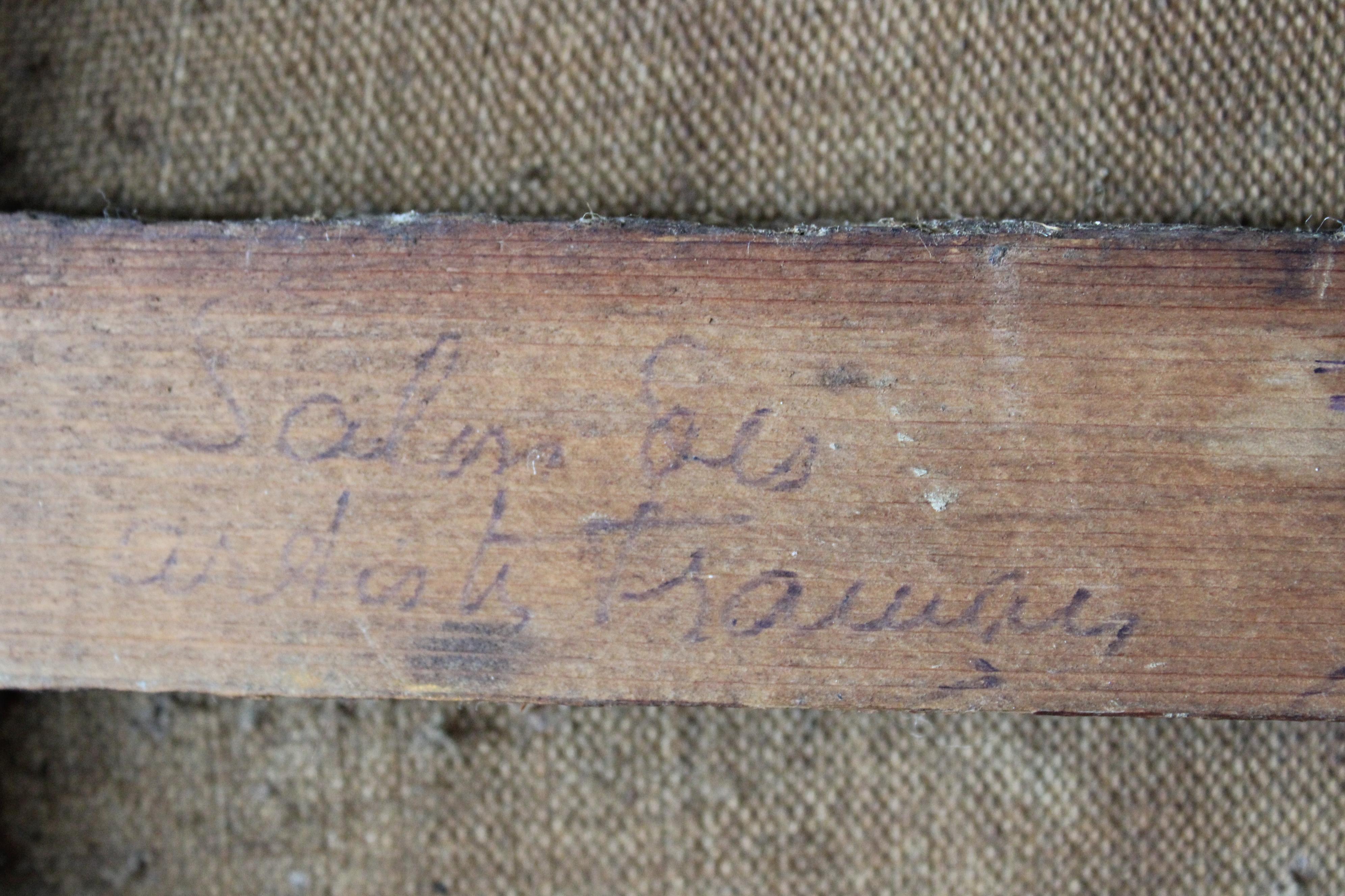 Grande peinture à l'huile d'intérieur vintage d'une chaise et d'une vignette, art d'intérieur français 11