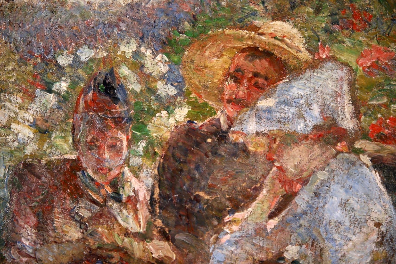 On the Terrace - Impressionist Oil, Figures in a Landscape by Marie Bracquemond 6