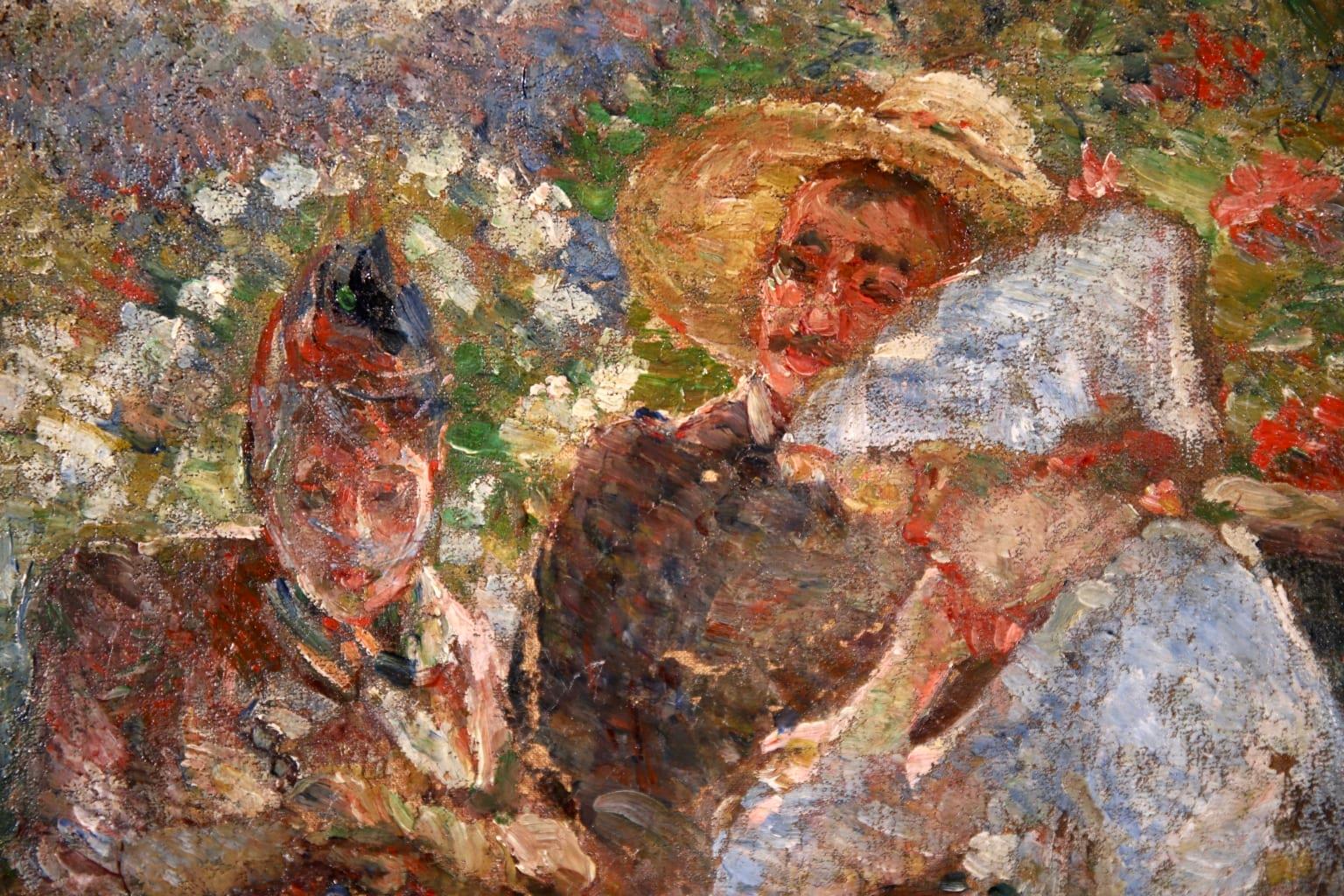 Marie Bracquemond On the Terrace Impressionist Oil, Figures in a Landscape by Marie