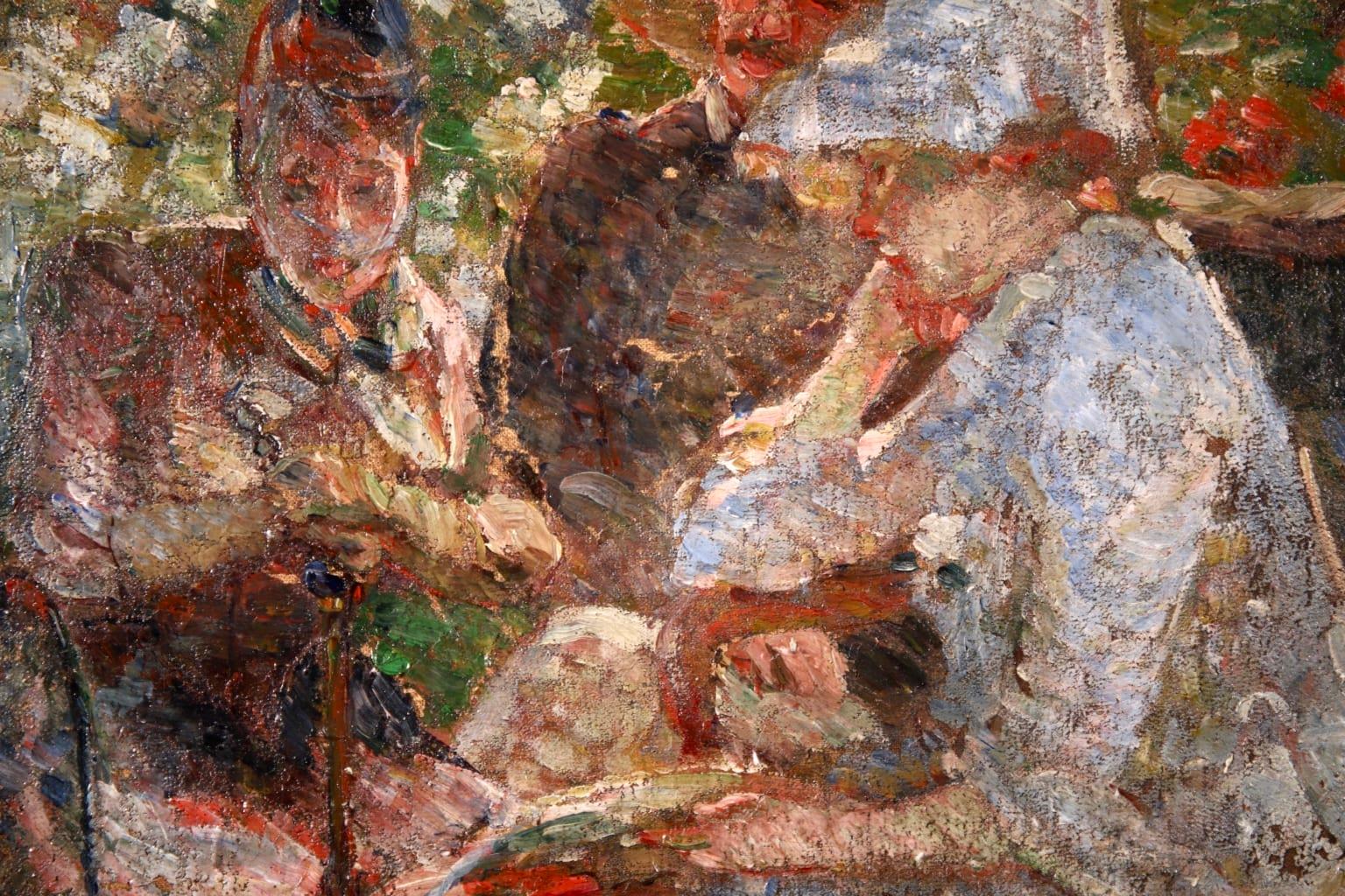 On the Terrace - Impressionist Oil, Figures in a Landscape by Marie Bracquemond 9