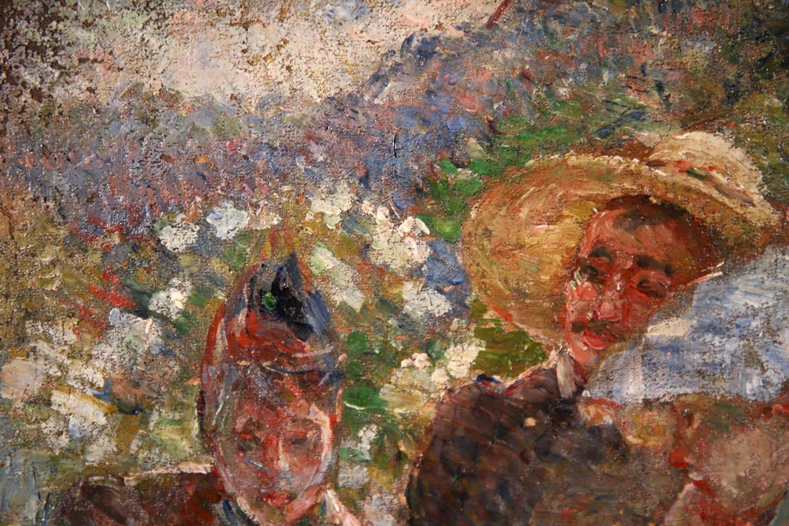 Marie Bracquemond On the Terrace Impressionist Oil, Figures in a Landscape by Marie