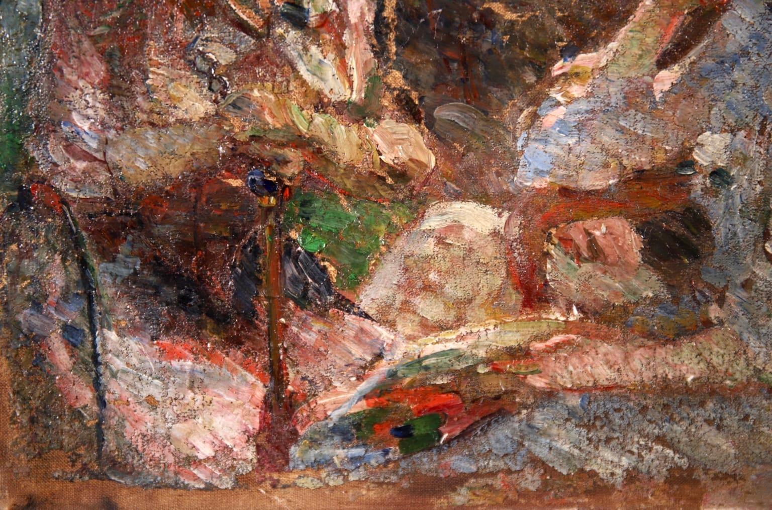 Marie Bracquemond On the Terrace Impressionist Oil, Figures in a Landscape by Marie