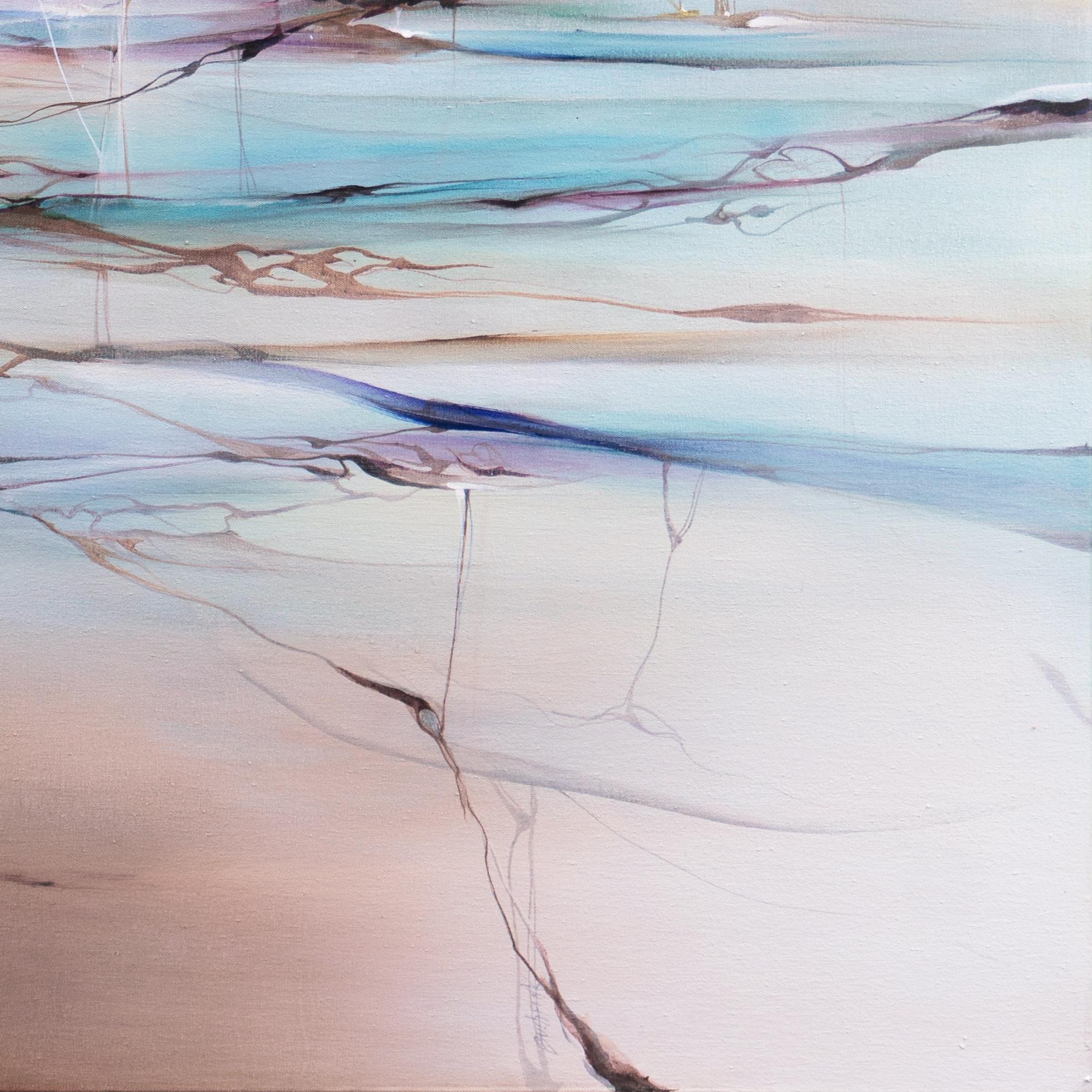 „Abstracted Aqua Landscape“, Künstlerin, Spiritualität, transzendentalistische Ölgemälde (Abstrakt), Painting, von Marie Buchfink
