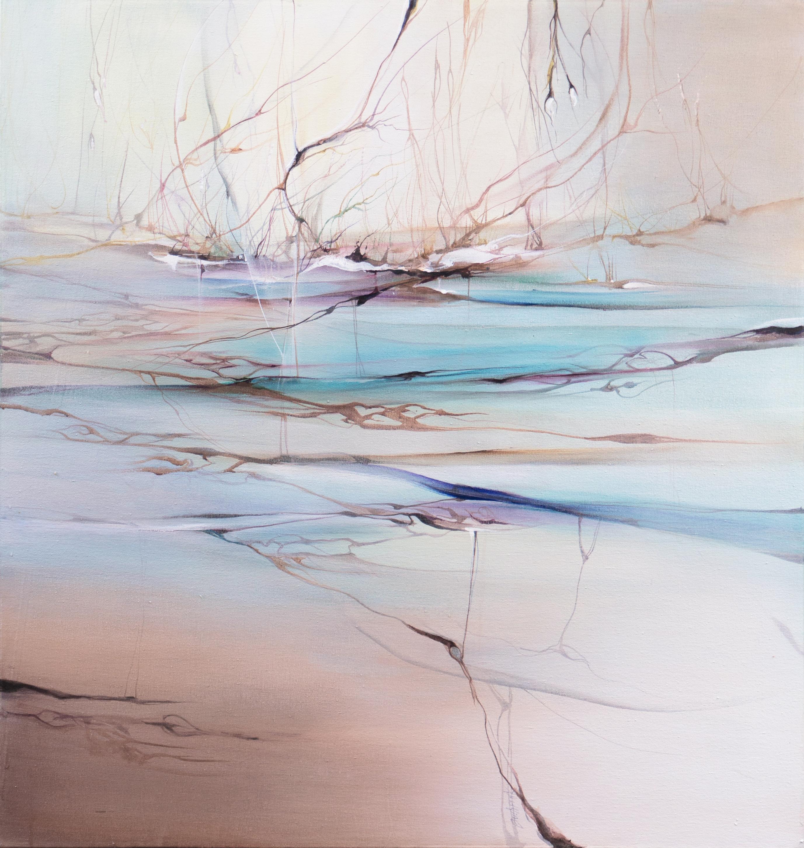Marie Buchfink Abstract Painting - 'Aqua Landscape', Woman Artist, Spirituality, Transcendentalist Abstraction