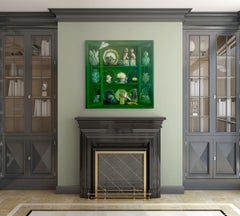 Green Curio Cabinet - Leucistic Anna’s Hummingbirds