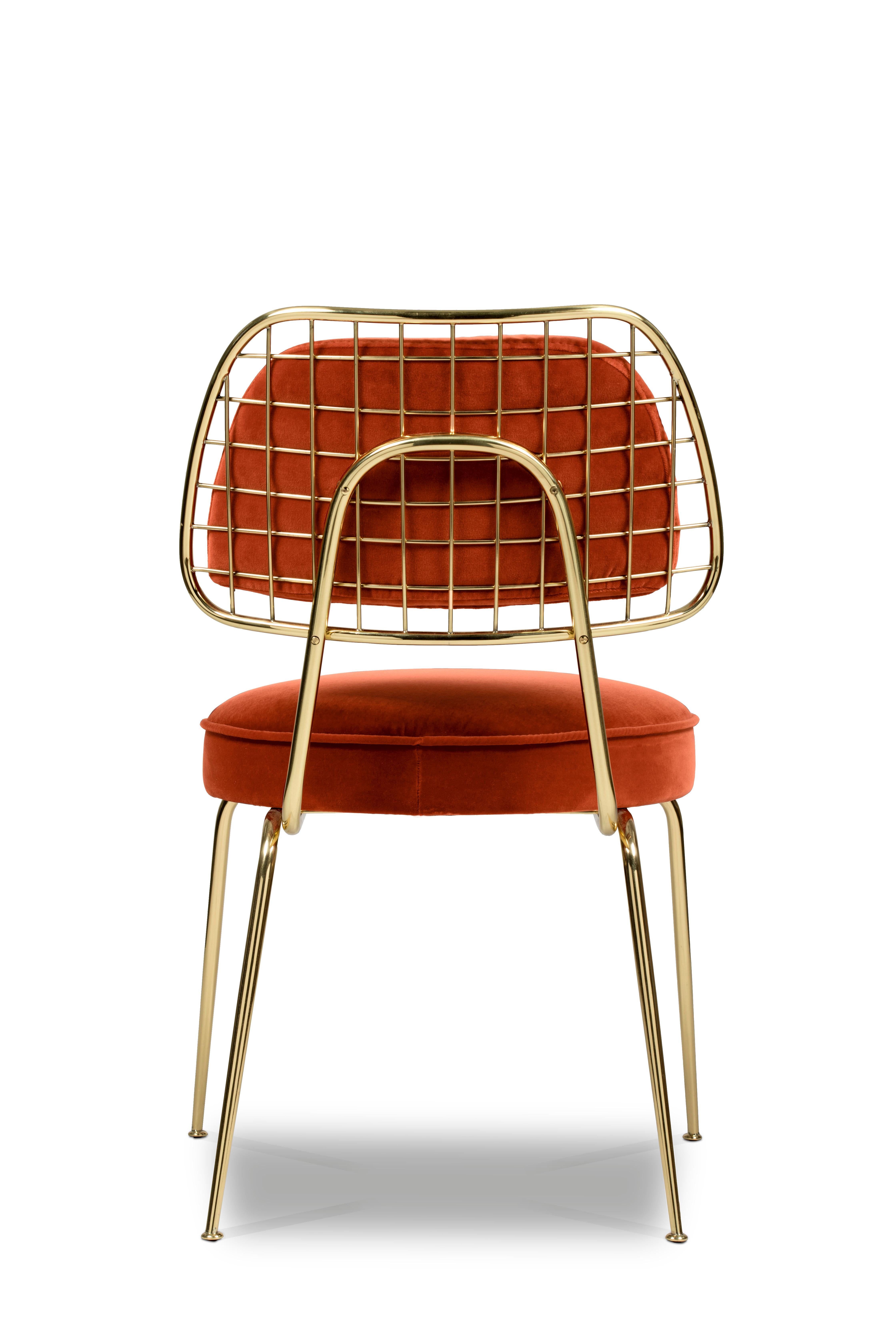 rust velvet chair