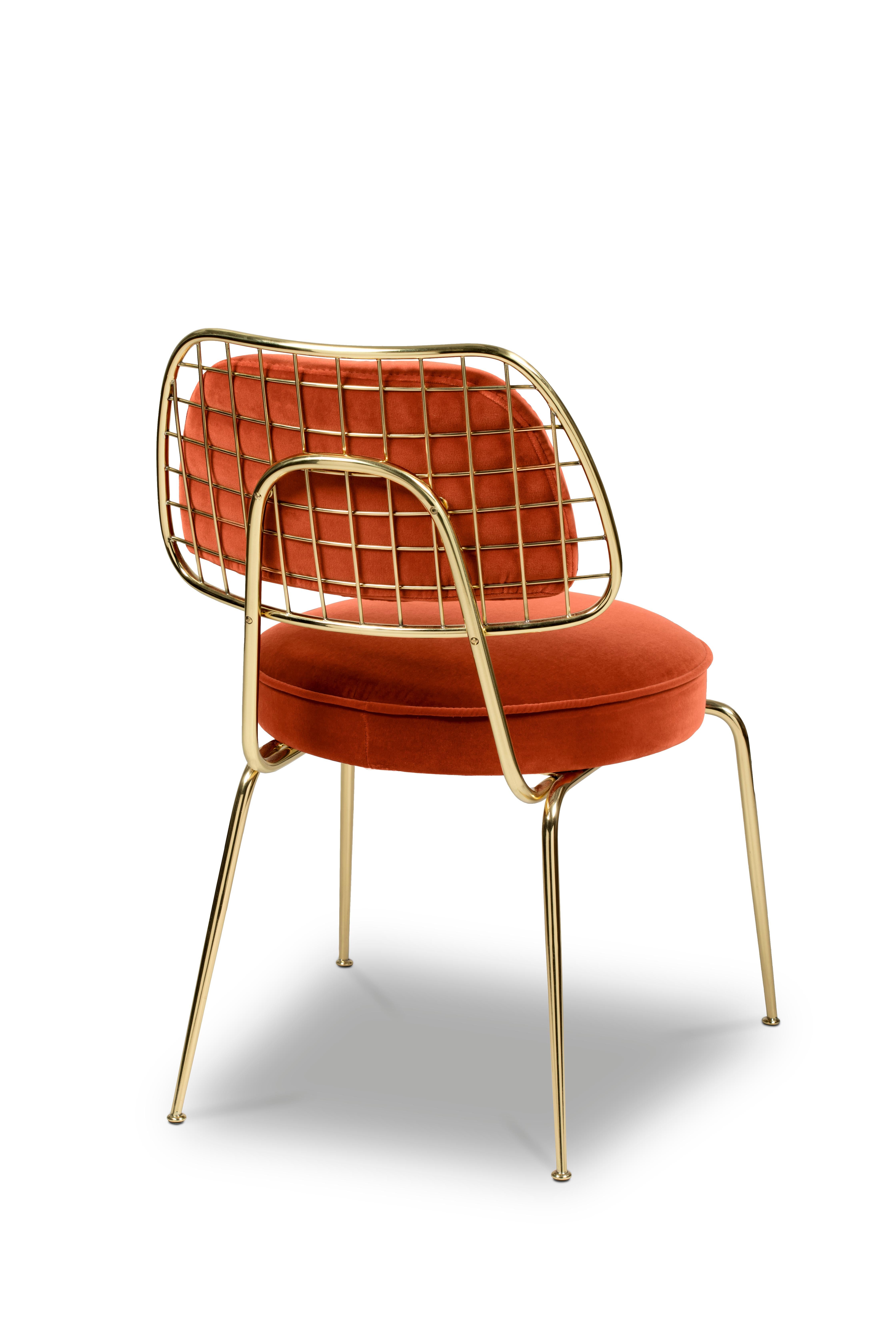rust orange velvet chair