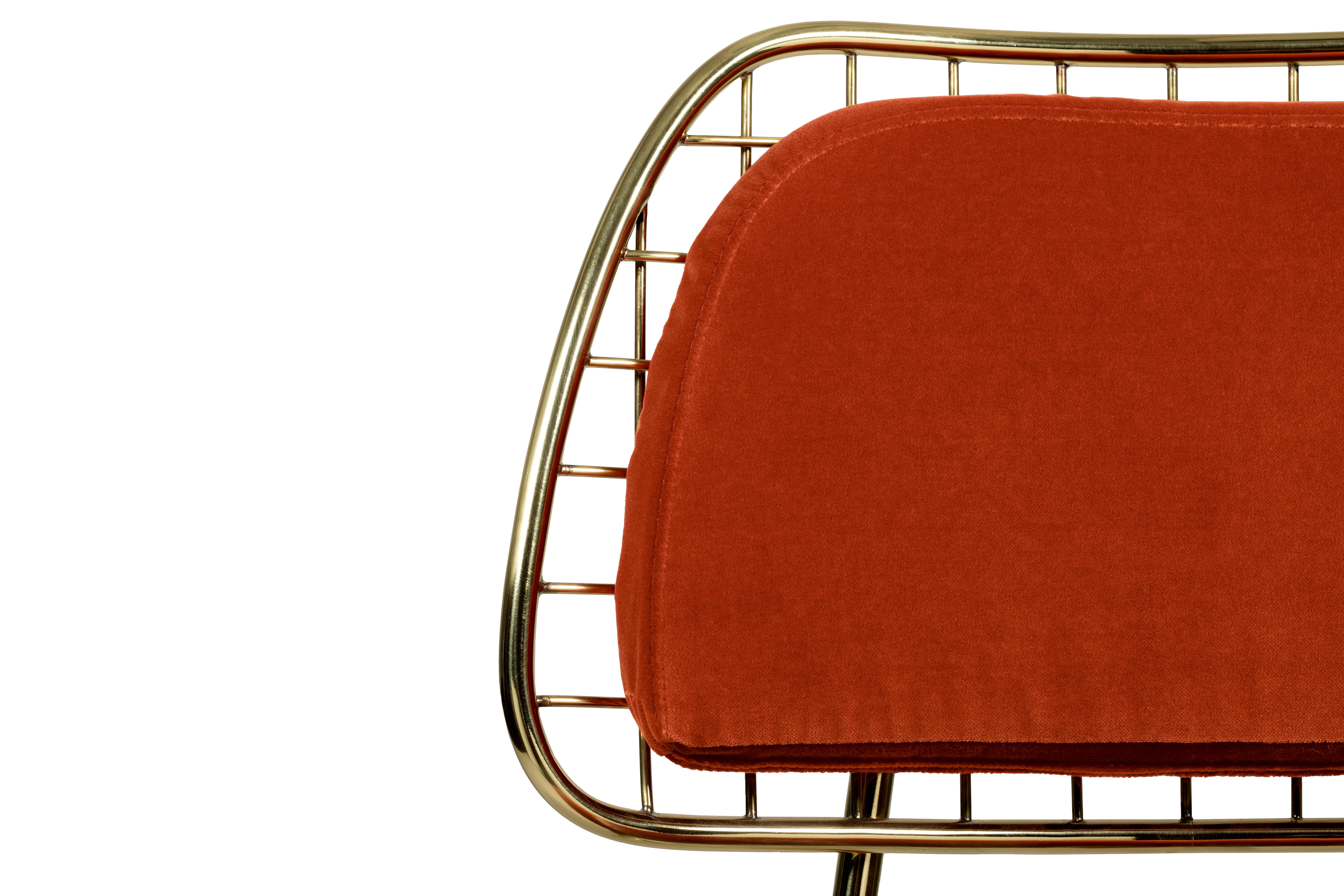 Portuguese Marie Chair in Rust Orange Velvet For Sale