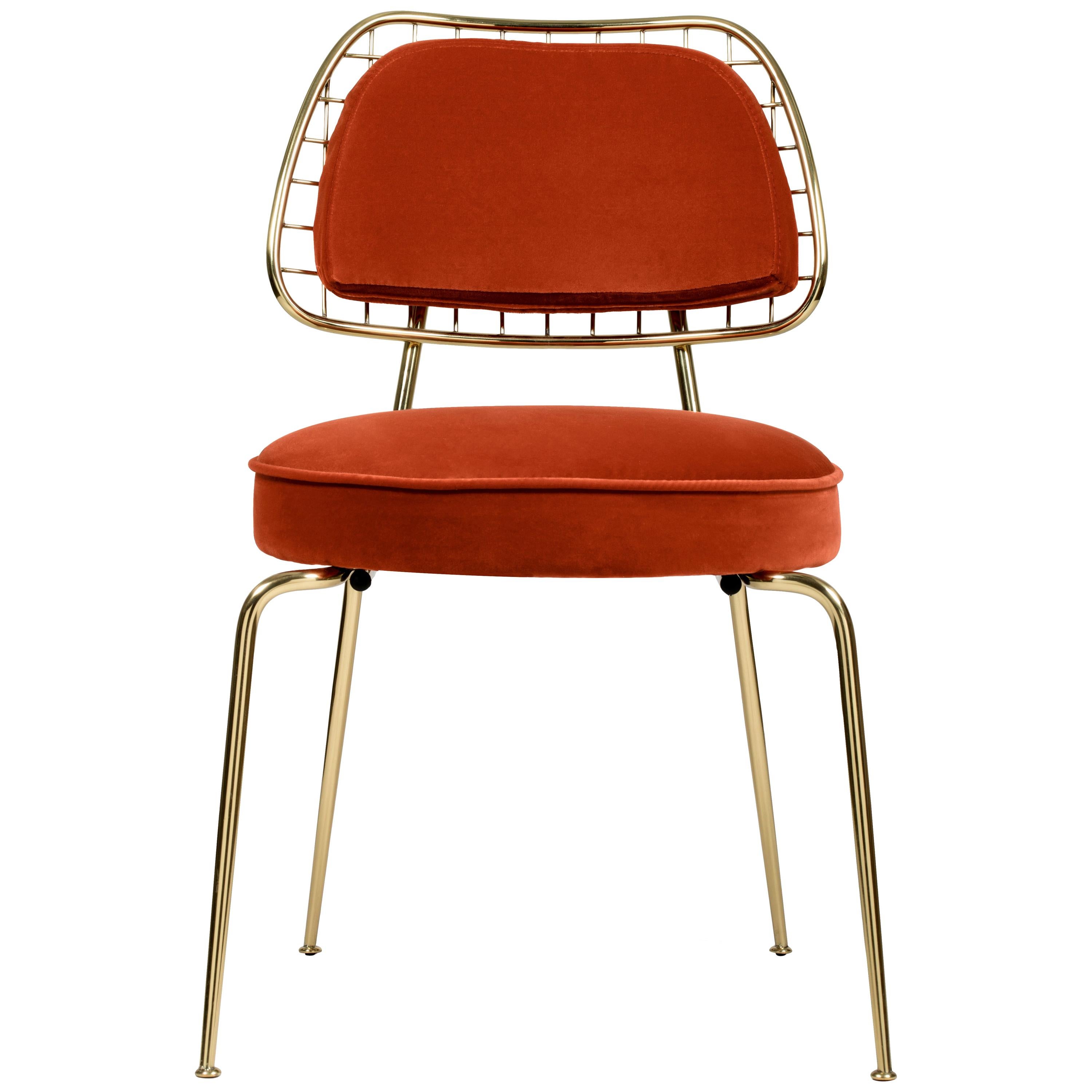 Marie Chair in Rust Orange Velvet For Sale