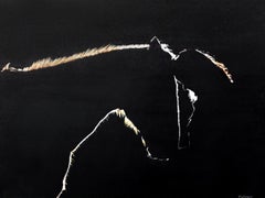 Marie Channer, "Zuneigung", 22x38 Pferde-Silhouette Ölgemälde auf Leinwand