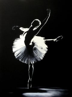 Marie Channer, "Dancing in the Light" 24x18 Ballet Dancer Oil Painting on Canvas