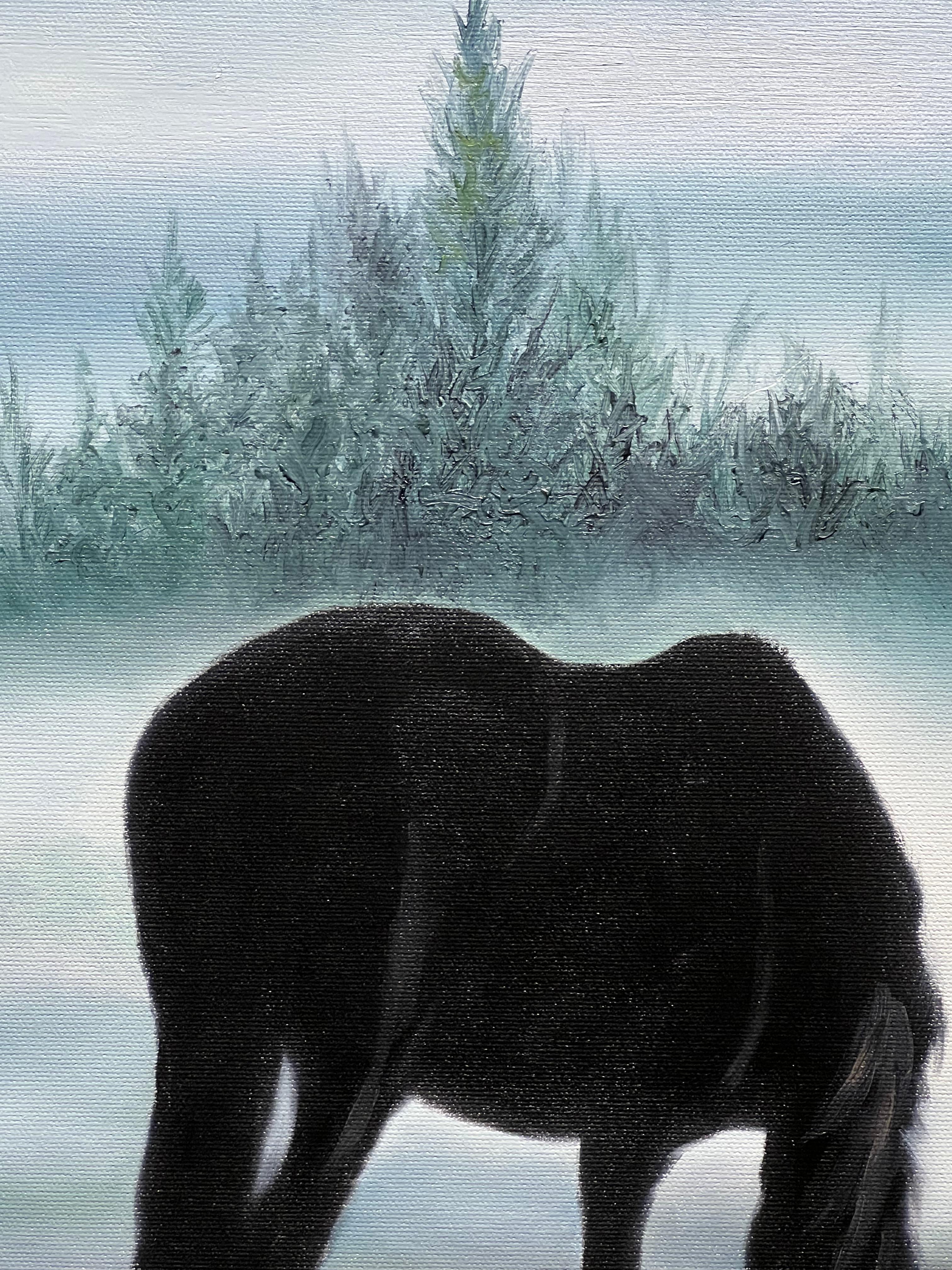 Marie Channer, „“Foggy Morn“, 30x40 Equine-Landschaft, Ölgemälde auf Leinwand im Angebot 4