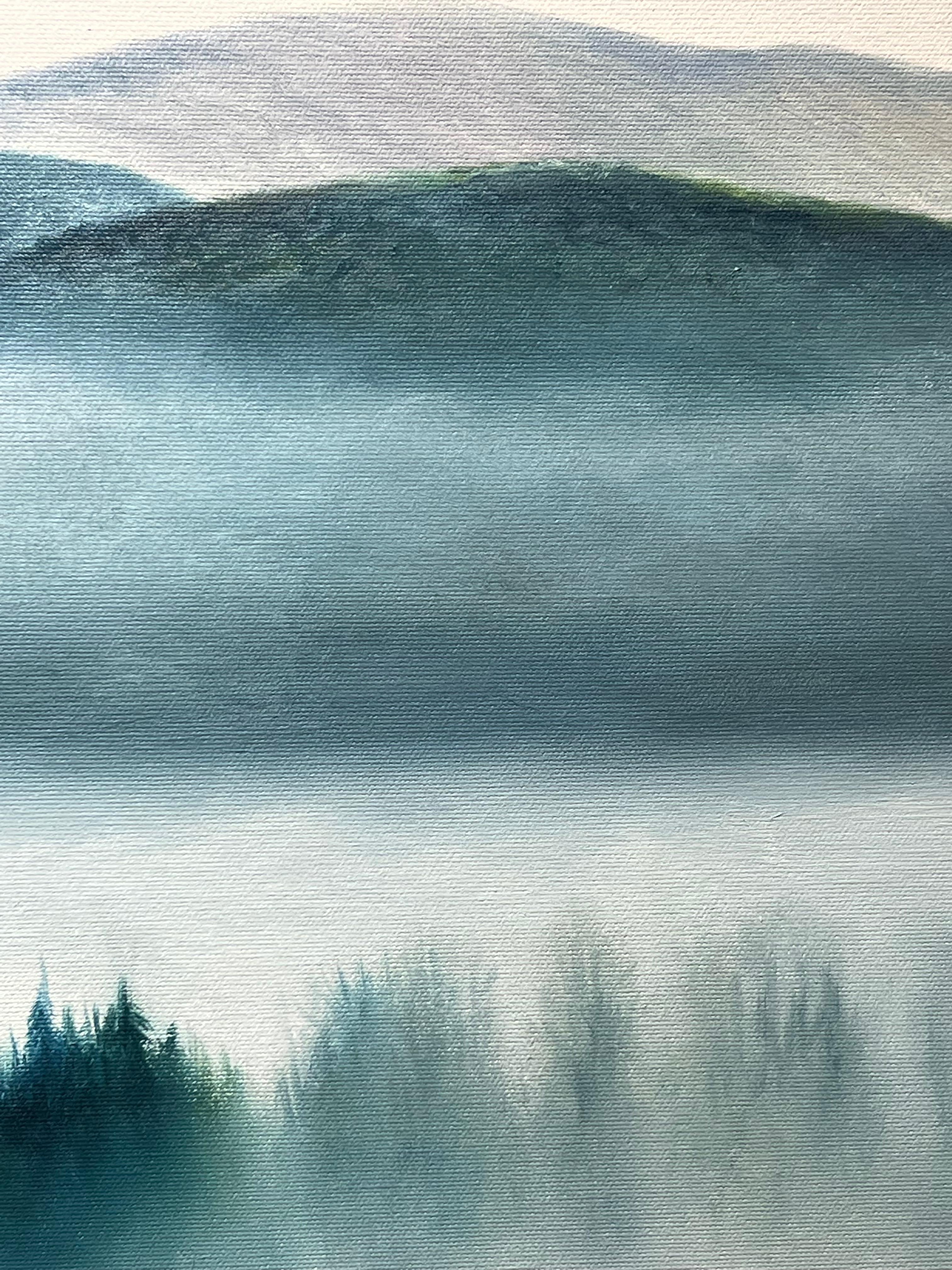 Marie Channer, „“Foggy Morn“, 30x40 Equine-Landschaft, Ölgemälde auf Leinwand im Angebot 5