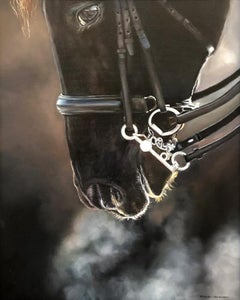 Marie Channer, "Great Run", 20x16 Equine Portrait Oil Painting on Canvas
