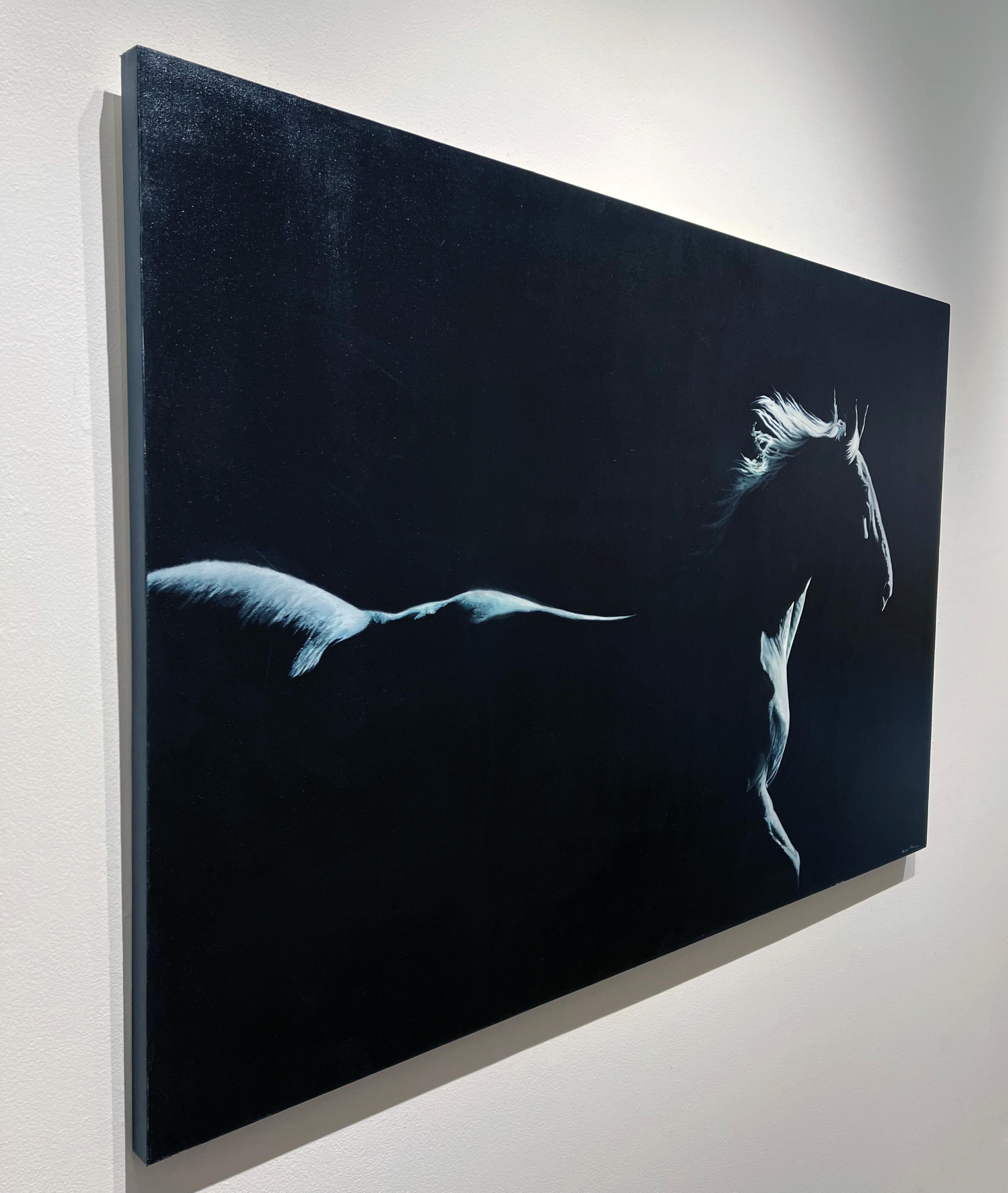 Marie Channer, „Moonlit“, 40x60 Equine-Pferd Silhouette Ölgemälde auf Leinwand im Angebot 2