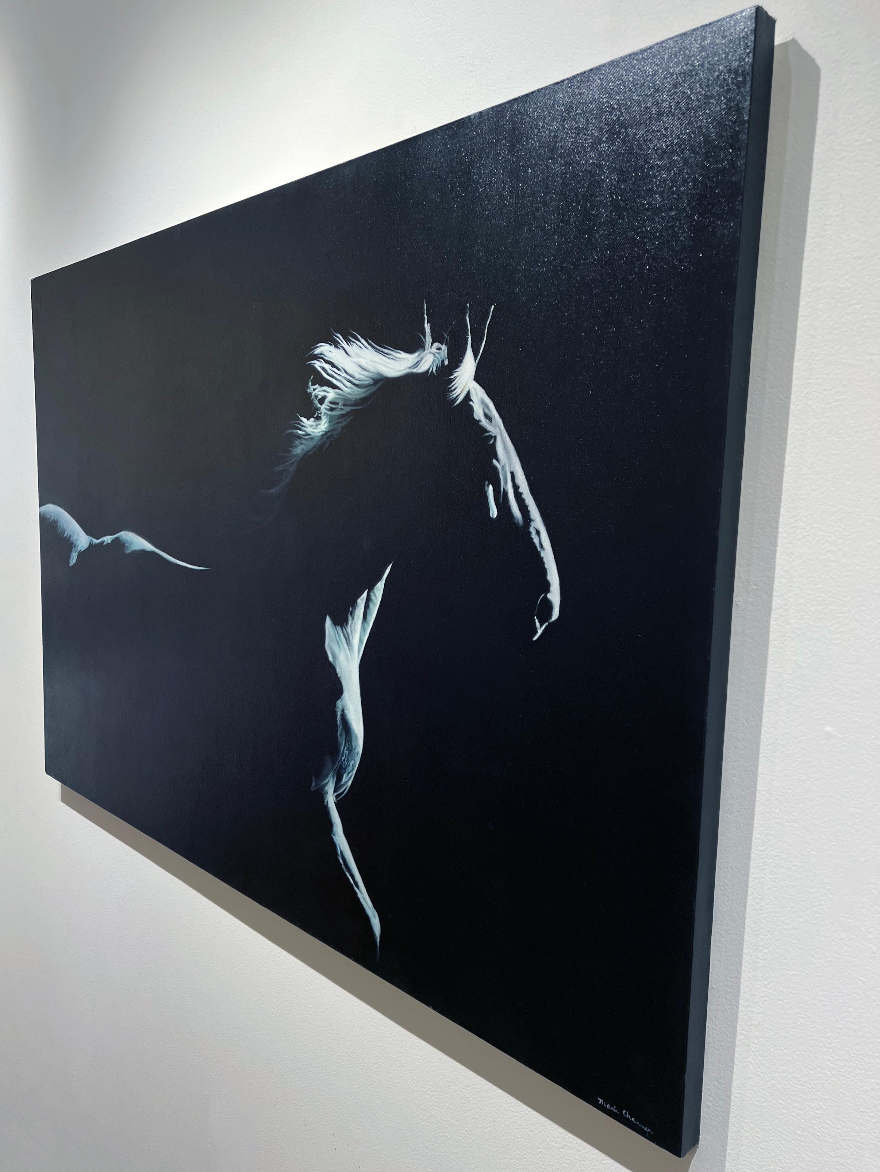 Marie Channer, „Moonlit“, 40x60 Equine-Pferd Silhouette Ölgemälde auf Leinwand im Angebot 3
