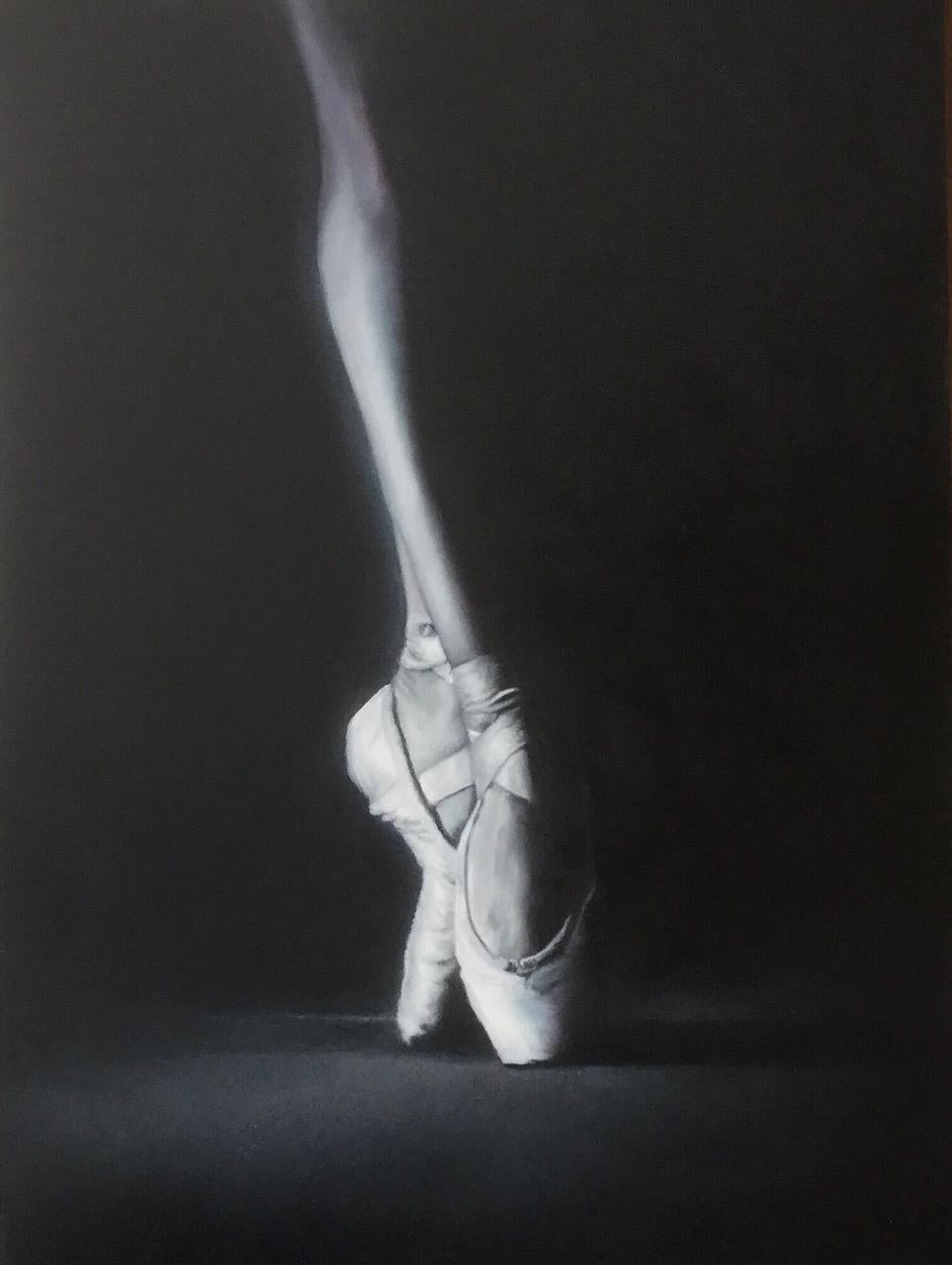 Marie Channer, "Tiptoes", 24x18 Ballet Dancer Shoes Oil Painting on Canvas