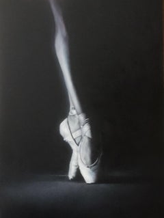 Marie Channer, "Tiptoes", 24x18 Ballet Dancer Shoes Oil Painting on Canvas