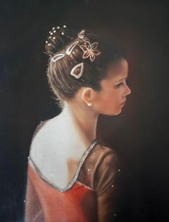 Marie Channer, "Junge Ballerina", 18x14 Balletttänzerin Ölgemälde auf Leinwand