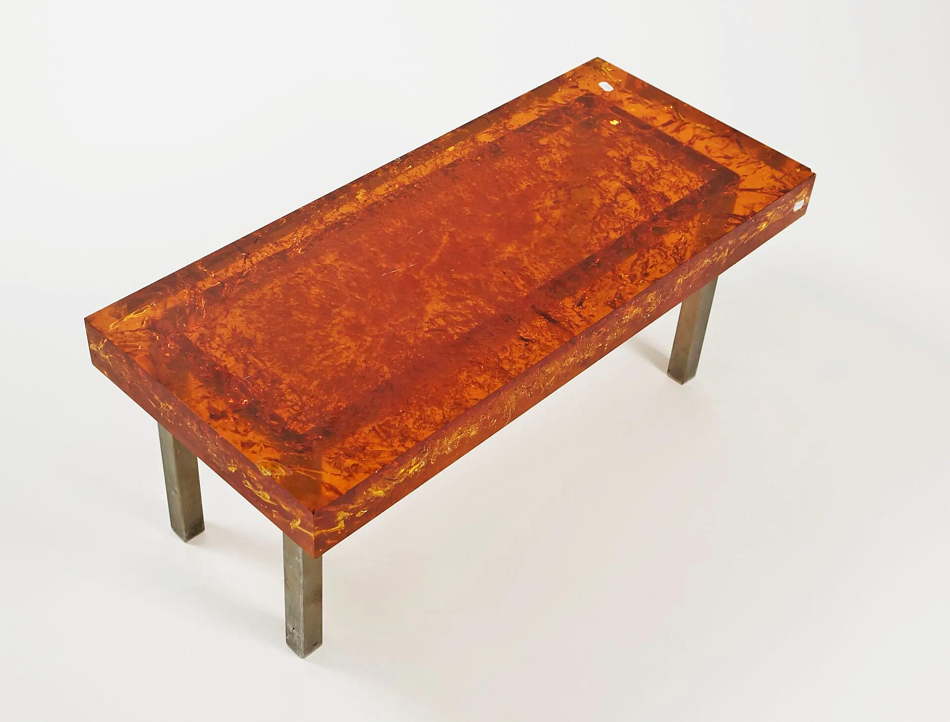 Français Marie-Claude de Fouquières (née en 1937) rare table basse en métal chromé en vente