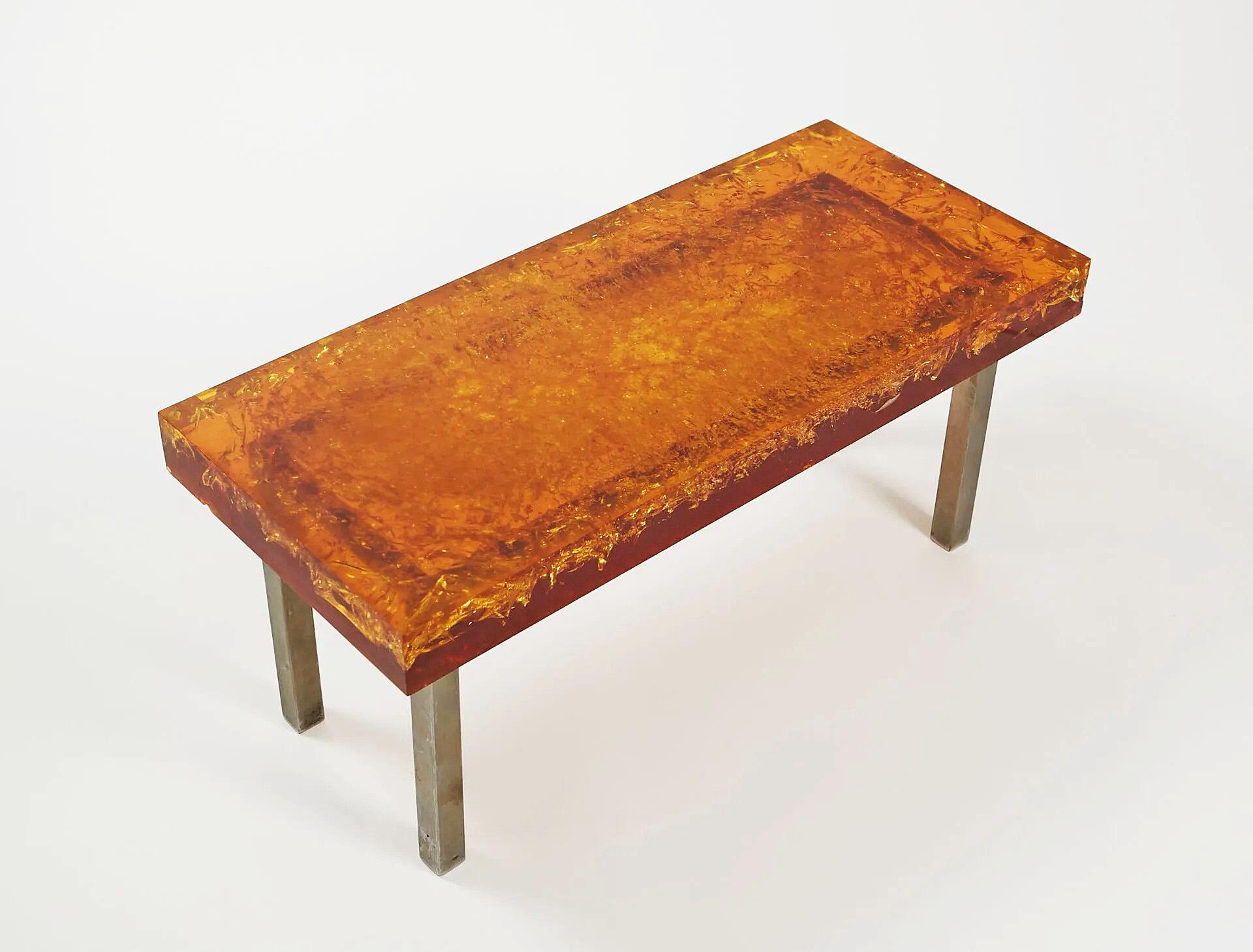 Fin du 20e siècle Marie-Claude de Fouquières (née en 1937) rare table basse en métal chromé en vente