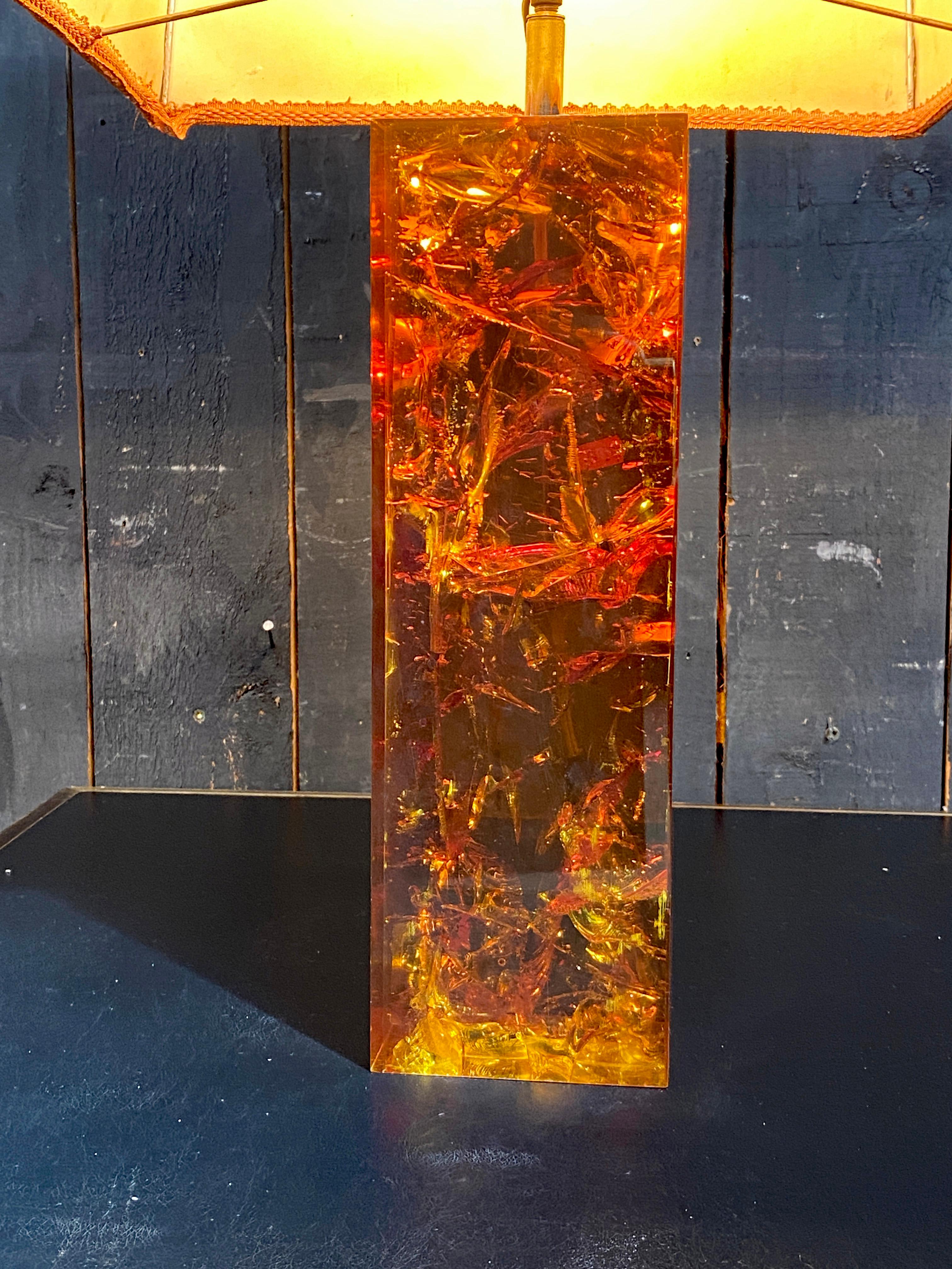 Marie-Claude de Fouquières (born in 1937) table lamp in fractal resin For Sale 2