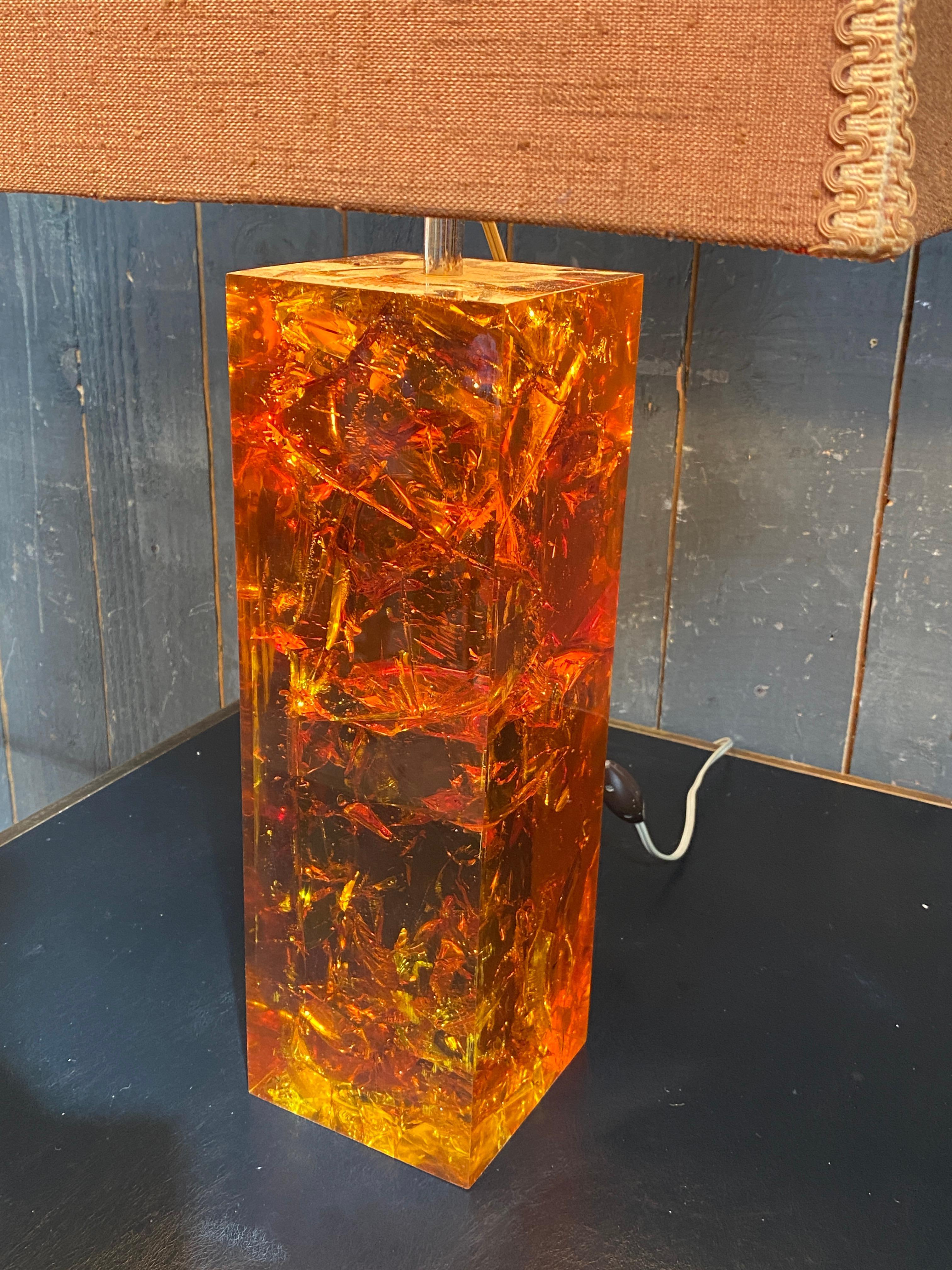 Marie-Claude de Fouquières (born in 1937) table lamp in fractal resin In Good Condition For Sale In Saint-Ouen, FR